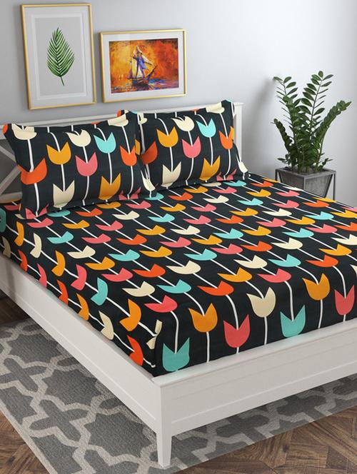 vas collections 144tc double bedsheet with 2 pillow covers - supersoft microfiber - breathable & wrinkle free - 3 pcs set - 18297257 - Very Small Image - 1