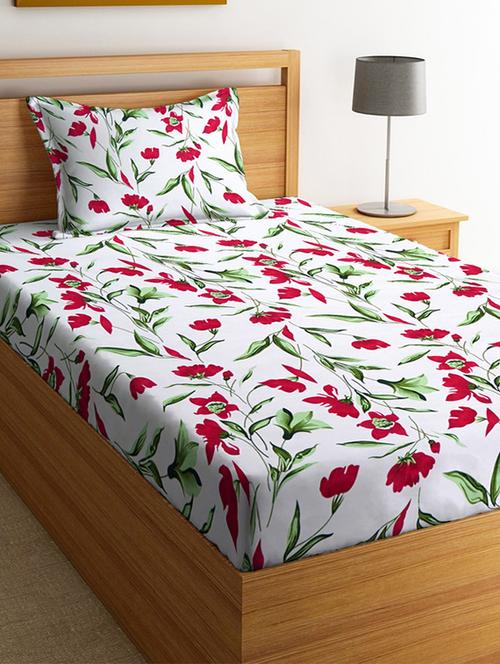 vas collections 144tc single bedsheet with 1 pillow covers - supersoft microfiber - breathable & wrinkle free - 2 pcs set - 18297261 - Very Small Image - 1