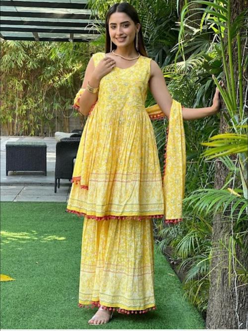 sharara for women yellow color - 18297463 - Very Small Image - 1