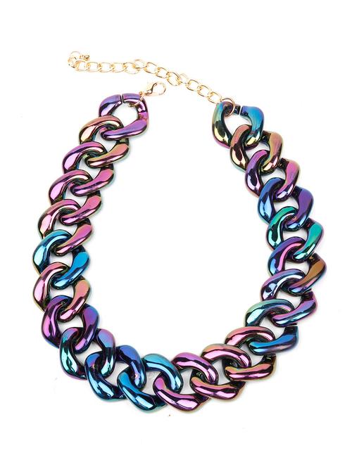 chrome effect designer chain necklace - 18297552 - Very Small Image - 1
