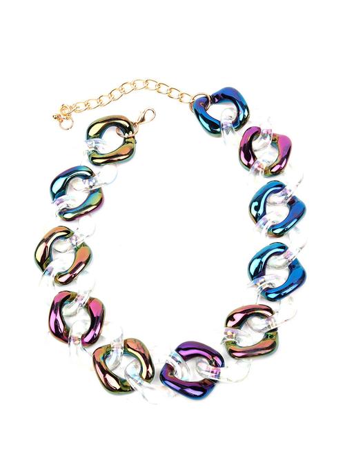 chrome and white chunky interlinked necklace - 18297569 - Very Small Image - 1