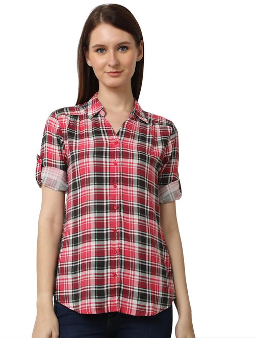curved hem checkered shirt - 18297790 - Very Small Image - 1