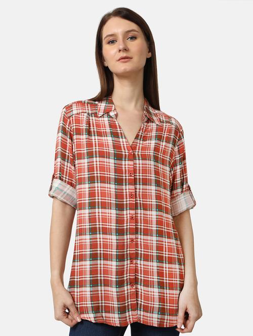 curved hem checkered shirt - 18297791 - Very Small Image - 1