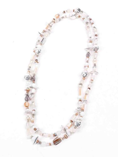 exquisite layered white beaded necklace -white - 18297907 - Very Small Image - 1