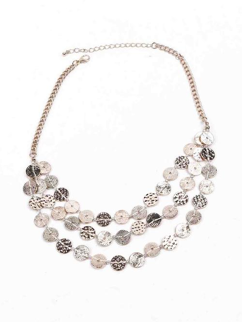 layered button styled necklace-silver - 18297912 - Very Small Image - 1