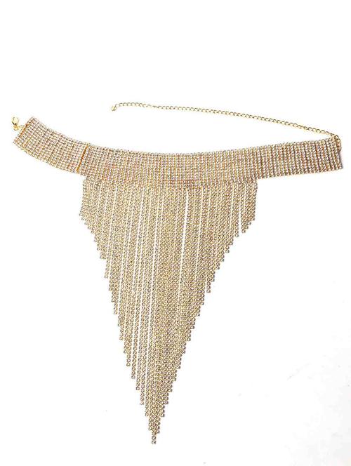 designer royal princess crystal tassel necklace -gold - 18297933 - Very Small Image - 1