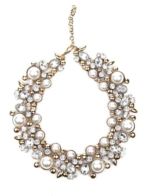 very elegant rounded embellished with crystals and pearls necklace - 18297941 - Very Small Image - 1
