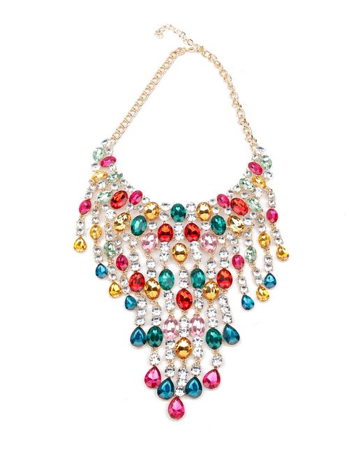 elegant gemstone dropping crystal necklace - 18297945 - Very Small Image - 1