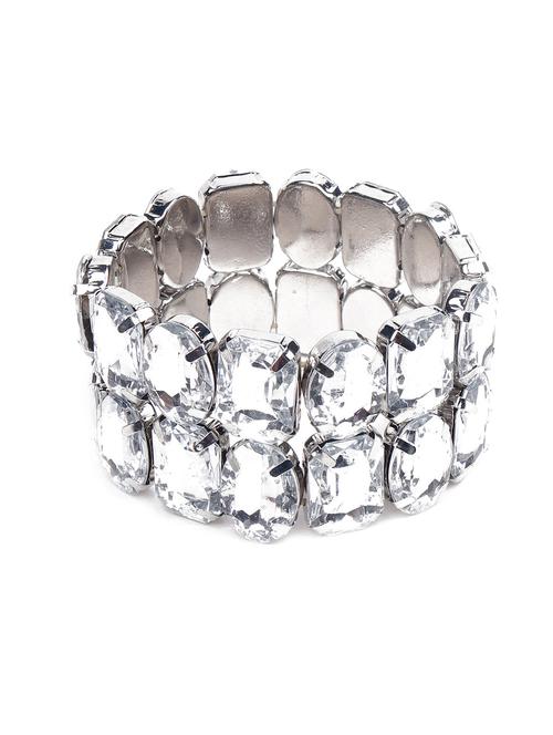 double layered artificial crystal bracelet -silver - 18298017 - Very Small Image - 1