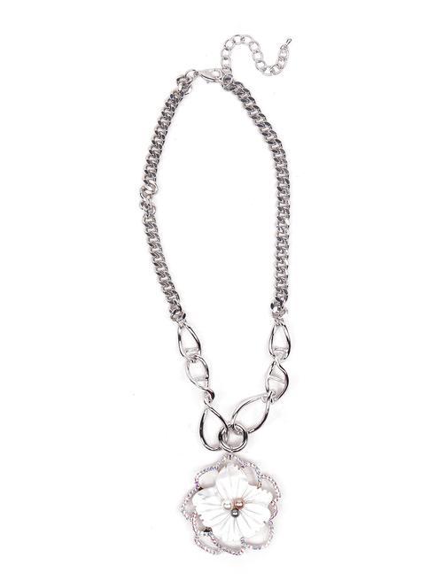 gorgeous floral pendant silver necklace - 18298040 - Very Small Image - 1