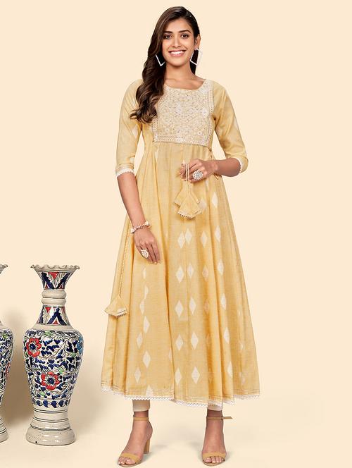 turquoise printed anarkali kurta - 18298255 - Very Small Image - 1