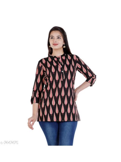 ladies cotton short kurti pink color - 18298407 - Very Small Image - 1