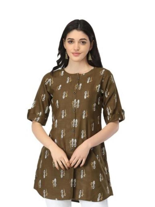 ladies cotton short kurti brown color - 18298411 - Very Small Image - 1