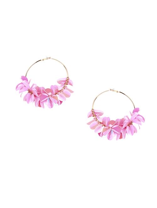 pink metal drop earring - 18298494 - Very Small Image - 1