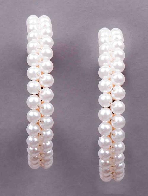 double layered artificial pearl hoop statement earrings - 18298521 - Very Small Image - 1