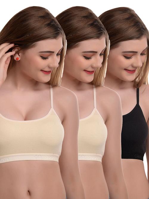 pack of 3 solid sports bra - 18298736 - Very Small Image - 1