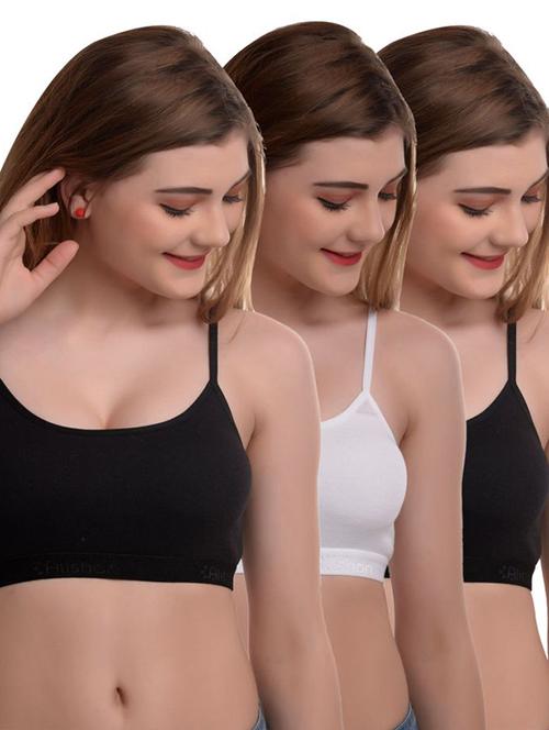 pack of 3 solid sports bra - 18298737 - Very Small Image - 1