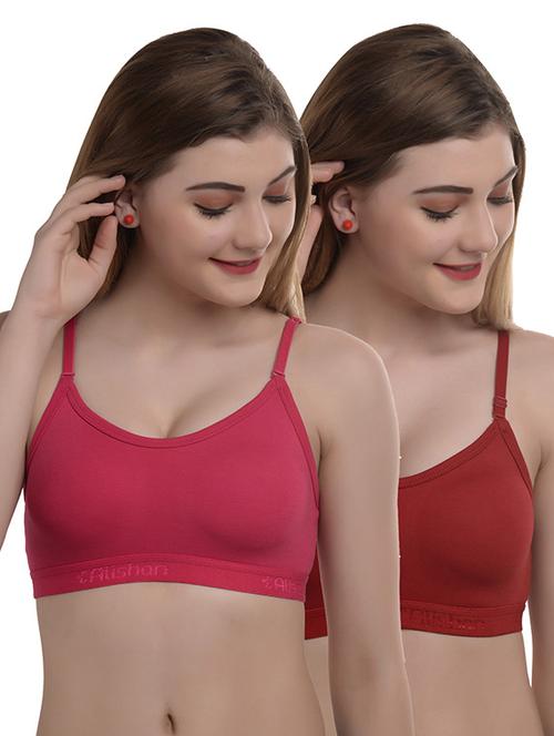 pack of 2 solid sports bra - 18298741 - Very Small Image - 1