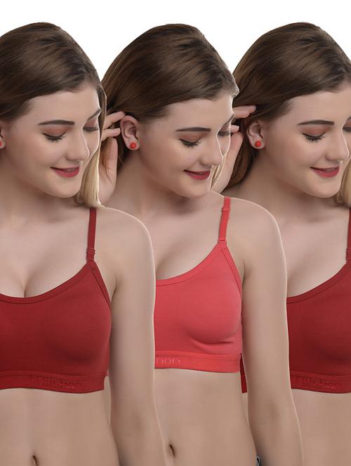 pack of 3 solid sports bra - 18298750 - Very Small Image - 1