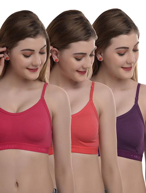 pack of 3 solid sports bra - 18298752 - Very Small Image - 1