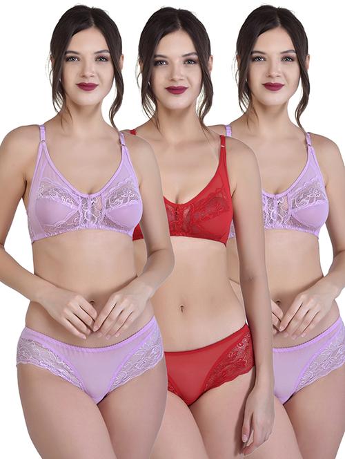 pack of 3 net bras and panty set - 18298768 - Very Small Image - 1