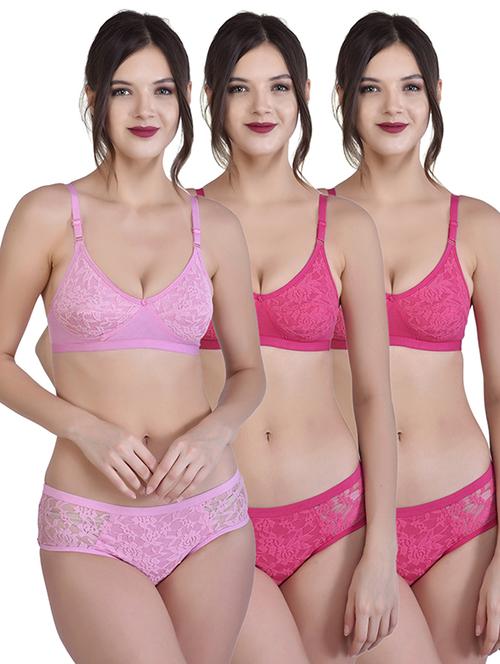 pack of 3 net bras and panty set - 18298771 - Very Small Image - 1