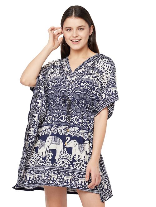 v-neck printed kaftan dress - 18298845 - Very Small Image - 1