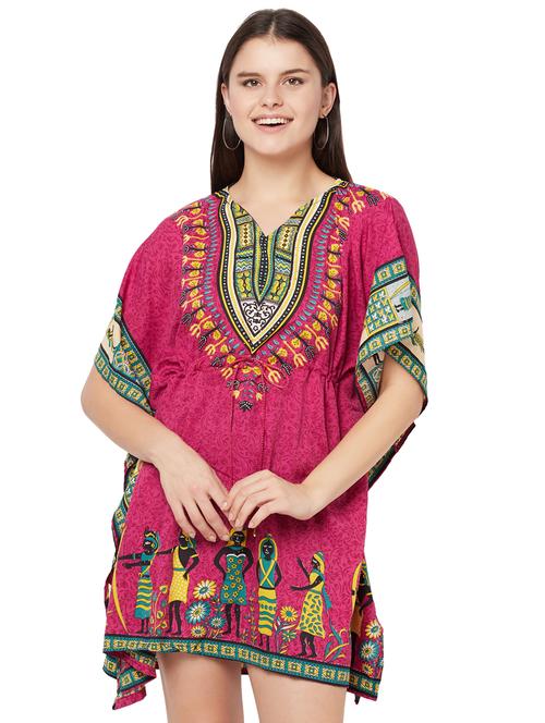 v-neck printed kaftan dress - 18298852 - Very Small Image - 1