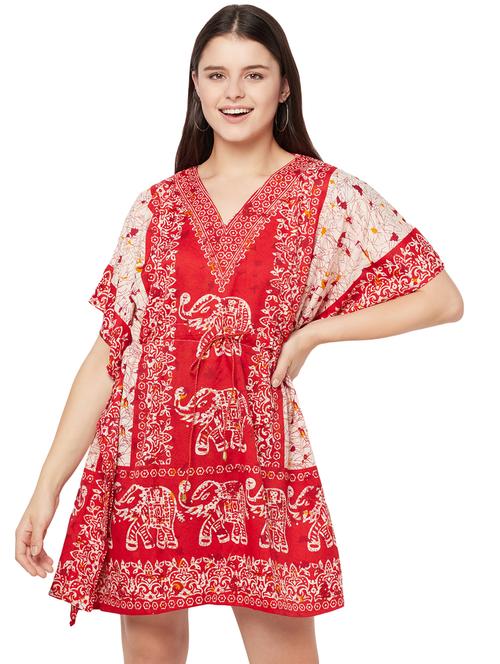 v-neck printed kaftan dress - 18298853 - Very Small Image - 1