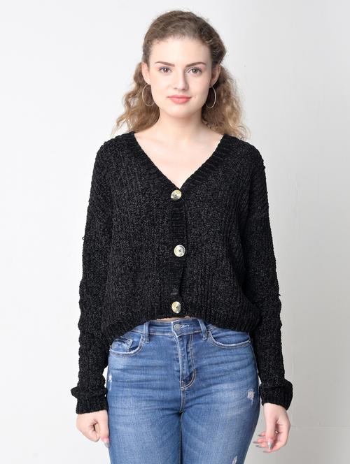 long sleeve solid cardigan - 18299409 - Very Small Image - 1