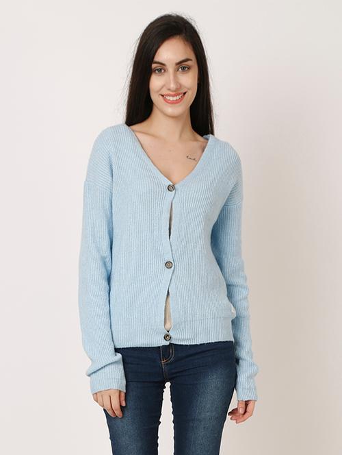 long sleeve solid cardigan - 18299415 - Very Small Image - 1