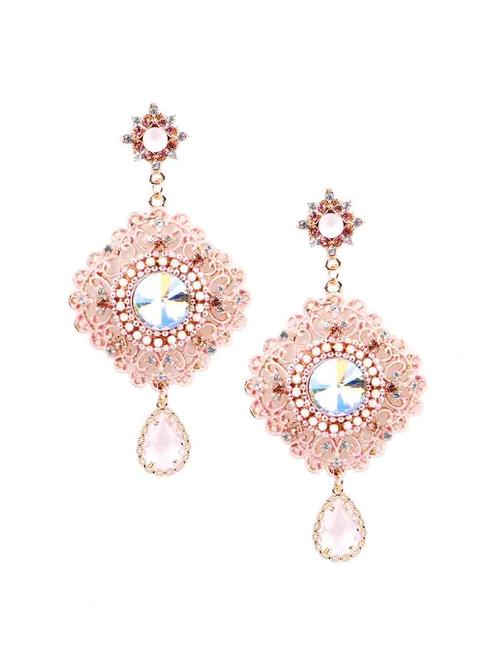 pink metal drop earring - 18299547 - Very Small Image - 1