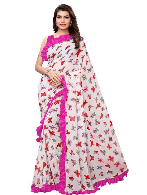 conversational printed saree with blouse - 18299644 - Very Small Image - 1
