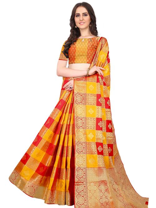 self design woven saree with blouse - 18299663 - Very Small Image - 1