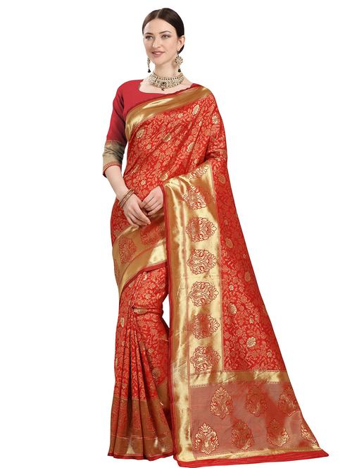 self design woven saree with blouse - 18299697 - Very Small Image - 1