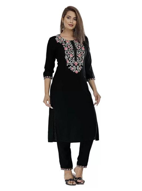 ladies rayon kurti with pant set - 18299828 - Very Small Image - 1