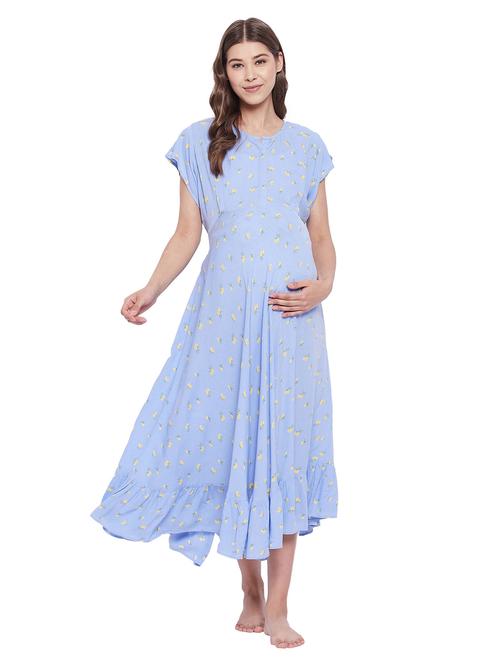 round neck floral maternity wear dress - 18299848 - Very Small Image - 1