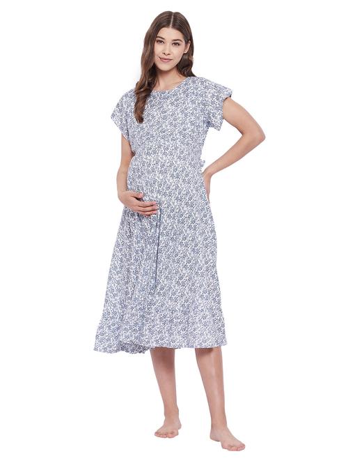 round neck floral maternity wear dress - 18299850 - Very Small Image - 1