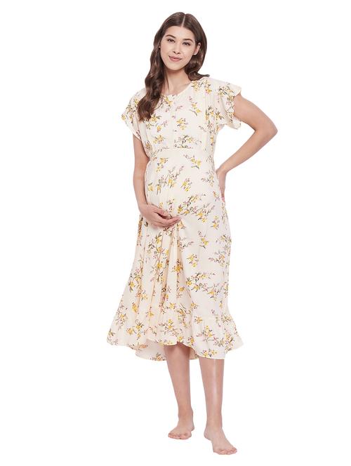 round neck floral maternity wear dress - 18299853 - Very Small Image - 1