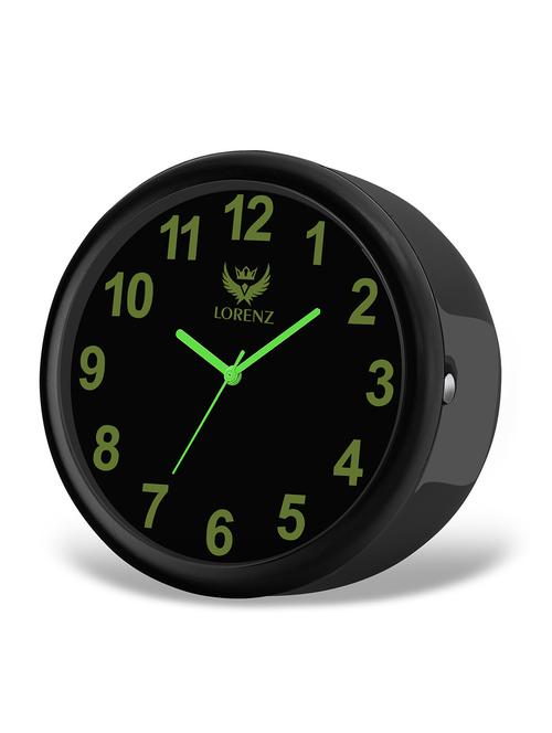 lorenz classic analog round shape 45 mm plastic table clock for office desk/shelf/home/car dashboard - black | tc-04 - 18299870 - Very Small Image - 1