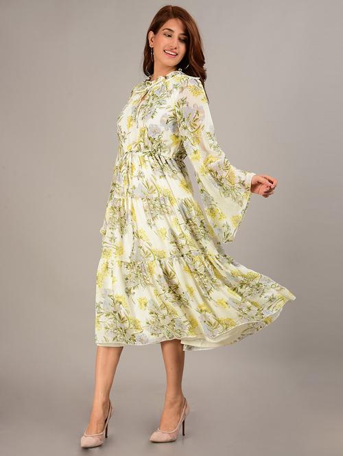 bell sleeved floral empire line dress - 18299927 - Very Small Image - 1