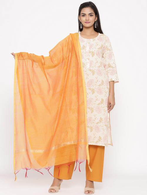 offwhite cotton kurta palazzo set - 18299956 - Very Small Image - 1