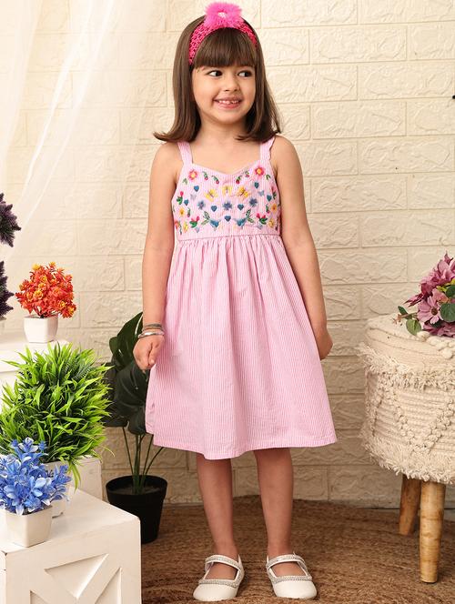 pink embroidered frock - 18300091 - Very Small Image - 1