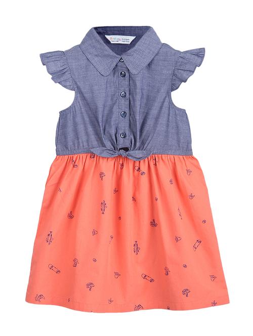 orange printed frock - 18300124 - Very Small Image - 1