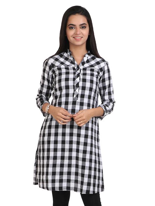 black checked straight kurta - 18300402 - Very Small Image - 1