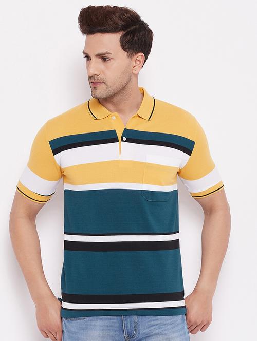 yellow striped polo t-shirt - 18300427 - Very Small Image - 1