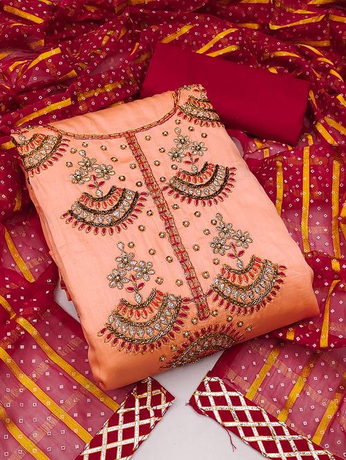straight pant unstitched suit set - 18300981 - Very Small Image - 1