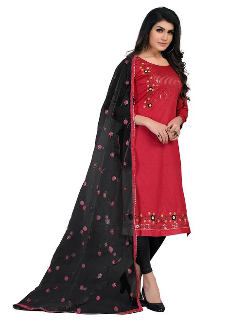 embroidered churidaar unstitched suit set - 18300985 - Very Small Image - 1
