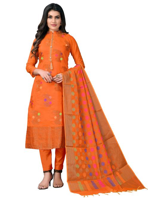 banarasi straight pant unstitched suit set - 18301027 - Very Small Image - 1