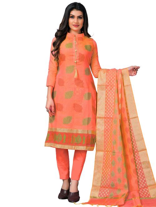 banarasi straight pant unstitched suit set - 18301028 - Very Small Image - 1